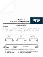 Chapter 12 Cost Sheet or Statement of Cost