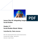 Lesson Plan #3: Integrating Language Arts & Social Studies Grade: 2 Social Studies Strand: History