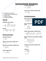 Pharmacokinetic Equations