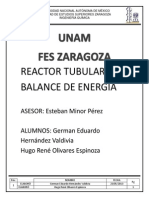 Reactor Tubular Con Balance de Energia