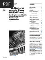 Tax-Sheltered Annuity Plans (403 (B) Plans) : For Employees of Public Schools and Certain Tax-Exempt Organizations