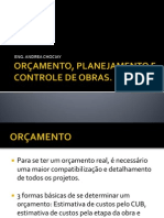 Orçamento, Planejamento e Controle de Obras