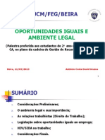 Oportunidades Iguais e Ambiente Legal - Palestra 2013 - FEG - Ucama