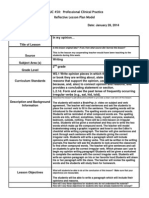 Reflective Lesson Plan Model Rubric - 450 - Revised 2013