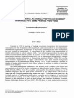 Internal and External Factors Affecting Achievement in Mathematics: Some Findings From Timss