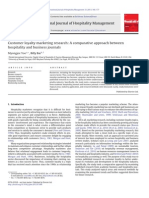 Customer Loyalty Marketing Research - A Comparative Approach Between Hospitality and Business Journals