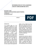 Quantitative Determination of Total Hardness in Drinking Water by Complexometric Edta Titration