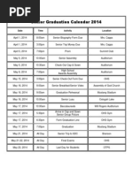 Senior Graduation Calendar 2014: Date Time Activity Location