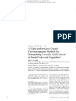 A High-Performance Liquid Chromatography Method For Determining Ascorbic Acid Content of Fresh Fruits and Vegetables