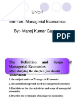 Unit:-1 MB-106: Managerial Economics By:-Manoj Kumar Gautam