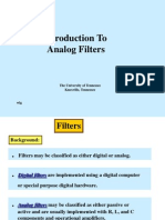 Introduction To Analog Filters: The University of Tennessee Knoxville, Tennessee