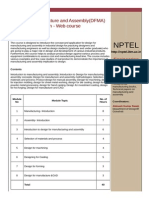 Nptel: Design For Manufacture and Assembly (DFMA) For Industrial Design - Web Course