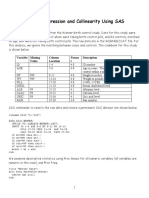 Multiple Linear Regression and Checking For Collinearity Using SAS