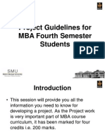 Project Guidelines For MBA Fourth Semester Students