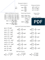 Math 31 Formula Sheet