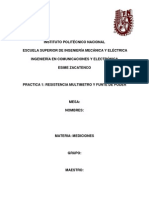 Practica 1 Resistencia Multimetro y Funte de Poder