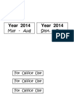 Year 2014 Year 2014: May - Aug Sept. - Dec