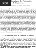 La Problématique de L'animation de L'embryon. Survol Historique Et Enjeux Dogmatiques (À Suivre) NRT 113-1 (1991) p.3-24 Philippe Caspar