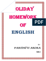 Holiday Homework OF: English