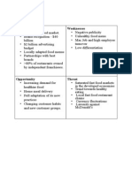 Swot Analysis of Fast Food Industry