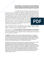 Compare and Contrast These Explanations of Horizontal FDI The Market Imperfections Approach, Vernon's Product Life Cycle Theory, and Knickerbocker Theory of FDI.