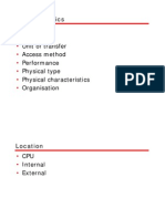 Characteristics Location Capacity Unit of Transfer Access Method Performance Physical Type Physical Characteristics Organisation