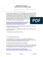 Department of Astronomy Study Plan For First Year Graduate Students