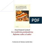 Lyotard La Condicion Postmoderna Wwwtxtantropologiawordpresscom