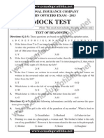 Mock Test: National Insurance Company Admin Officers Exam - 2013