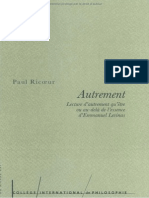 Paul Ricoeur, Autrement: Lecture D'Autrement Qu'Etre (1998)