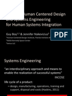 Unifying Human Centered Design and SE For Human System Integration