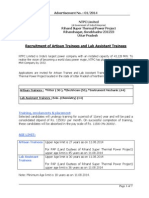 Recruitment of Artisan Trainees and Lab Assistant Trainees: Training, Emoluments & Placement