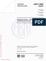 ABNT NBR 15475 - Acesso Por Corda - Qualificação e Certificação de Pessoas