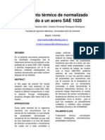 Tratamiento Térmico de Normalizado Aplicado A Un Acero SAE 1020