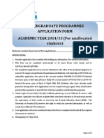 Undergraduate Programmes Application Form ACADEMIC YEAR 2014/15 (For Unallocated Students)