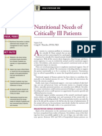 Nutritional Needs of Critically Ill Patients