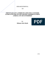 SERVICE QUALITY ATTRIBUTES AFFECTING CUSTOMER SATISFACTIN FOR CITY BUS TRANSIT: EXPERIENCE FROM ANBESSA CITY BUS ENTERPRISEbbbb