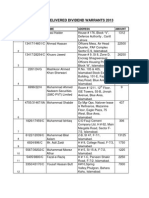 Undelivered Divide Nts Warrants 2013