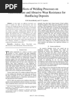 The Effects of Welding Processes On Microstructure and Abrasive Wear Resistance For Hardfacing Deposits