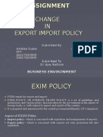 Change in Exim Policy