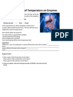 Lab: Effect of Temperature On Enzymes: 2H O 2H O + O