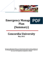 Emergency Management Plan (Summary) Concordia University