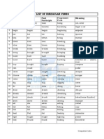 List of Irregular Verbs PDF