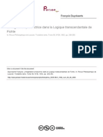 L'imagination Productrice Dans La Logique Transcendantale de Fichte PDF