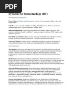 Syllabus For Biotechnology (BT) : Engineering Mathematics