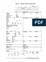 Nurse Brain Sheet New Shift Report