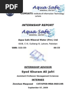 Aqua Safe Mineral Water Internship Report