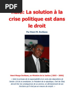 Haïti: La Solution À La Crise Politique Est Dans Le Droit, Henri M. Dorleans