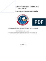 Numero de Reynolds Crítico y Viscosidad Informe 1 PDF