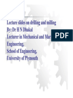 Lectureslidesondrillingandmilling PPT PDF